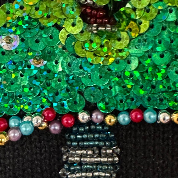 The Quaker Factory Christmast Tree sweater Medium Bead Sequin Holiday New - Picture 3 of 6